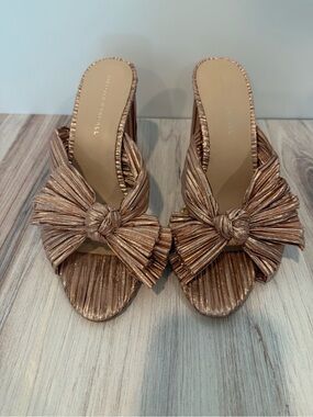 Loeffler Randall Metallic Rose-Knot Mules